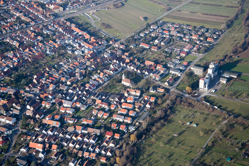 Luftbild: Rheintalmühlen im Ortsteil Friedrichstal in Stutensee im Bundesland Baden-Württemberg in Deutschland. Foto: IMG_085315.jpg vom 19.12.2015 durch Werner Riehm/FLY-FOTO.de