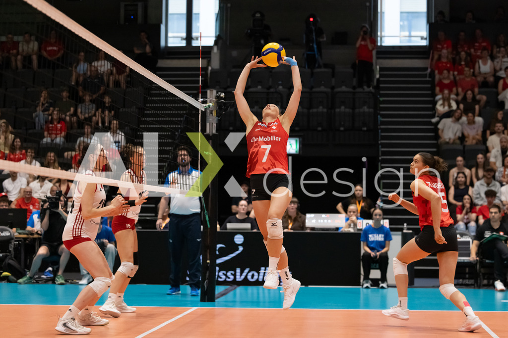 Austria v Switzerland - CEV European League Women | KRIENS, SWITZERLAND - JUNE 14: MÉLINE PIERRET of Switzerland during the CEV European League match between Austria and Switzerland at Pilatus Arena on June 14, 2026 in Kriens, Switzerland. - Realisiert mit Pictrs.com