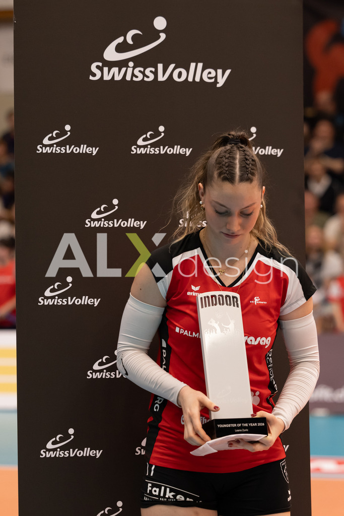 Volleyball I Frauen I Saison 2025-2026 I Volleyball NLA | Women I  Playoffs Finals 2/5 I  VC Kanti Schaffhausen - viteos NUC I  10.04.2026 | 17 Leana Zuvic (CH) (VC Kanti Schaffhausen) - Aussen - Realisiert mit Pictrs.com