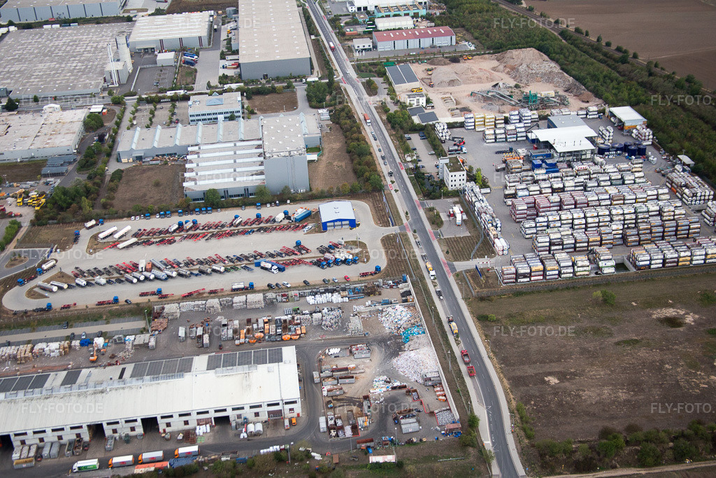 Luftbild: Worms, Industriegebiet Im Langgewan, Spedition Kube & Kubenz in Worms im Bundesland Rheinland-Pfalz in Deutschland. Foto: IMG_084275.jpg vom 02.09.2015 durch Werner Riehm/FLY-FOTO.de