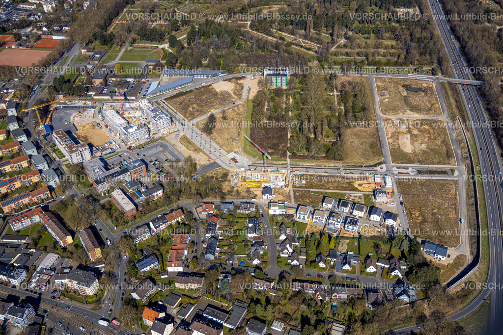 Bochum250301294 | Luftbild, Ostpark Quartier Feldmark, ehemaliger Alter Friedhof, Baustelle Wohnhäuser an der Straße Alte Stadtgärtnerie, Gebäude Freiwillige Feuerwehr Altenbochum, Altenbochum, Bochum, Ruhrgebiet, Nordrhein-Westfalen, Deutschland
