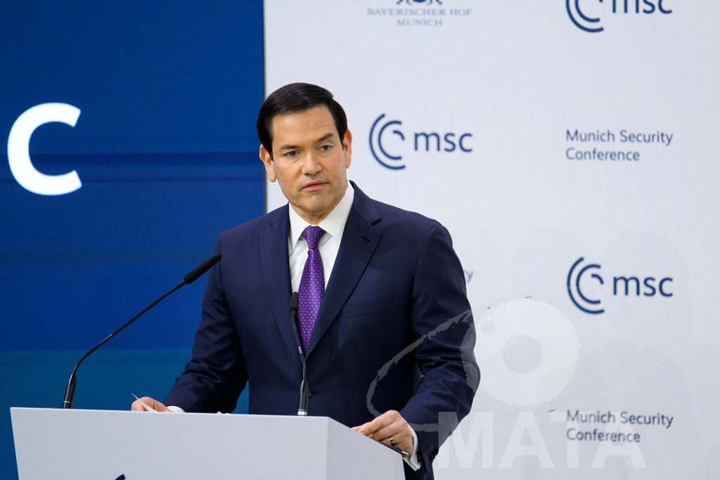 _DWA7535 | Politiker Marco Rubio (REP), Außenminister der Vereinigten Staaten von Amerika, spricht auf der Münchner Sicherheitskonferenz 2026. München, 14.02.2026 Bayern Deutschland - Realisiert mit Pictrs.com