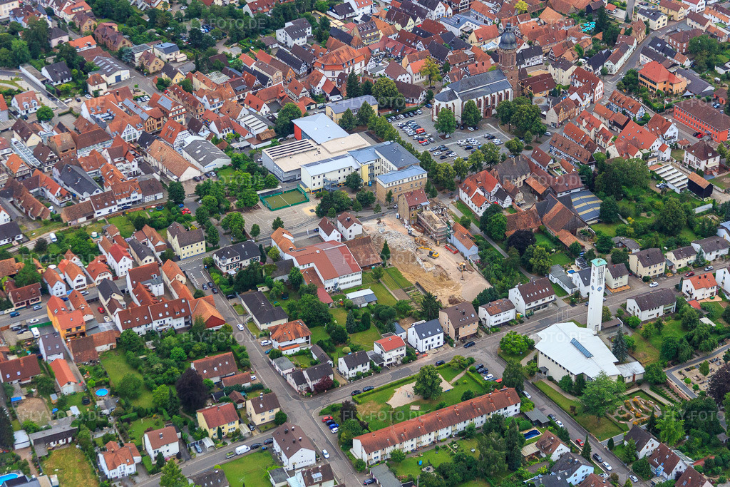 Luftbild: Neubaustelle in der Goethestr in Kandel im Bundesland Rheinland-Pfalz in Deutschland. Foto: IMG_092180.jpg vom 16.07.2016 durch Werner Riehm/FLY-FOTO.de