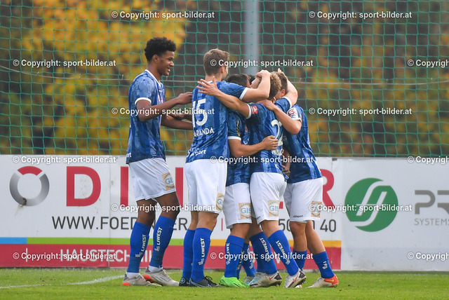 AUT, 2.Liga, FC Blau Weiss Linz vs FC Liefering | 29.10.2022, Hofmann Arena Linz, AUT, 2.Liga, FC Blau Weiss Linz vs FC Liefering, im Bild Jubel Spieler FC Blau Weiss Linz (Blau Weiss Linz)


// Admiral 2. Liga Match between FC Blau Weiss Linz and FC Liefering in Linz, Austria on 2022/10/29

