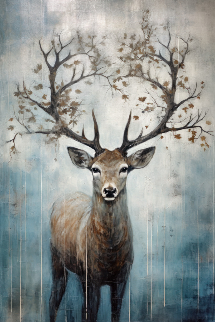 2308045 - Hirsch mit Astgeweih | Illustration eines Hirsches mit einem Geweih aus Baumzweigen. Bestellen Sie dieses Motiv als hochwertigen Kunstdruck auf Leinwand, Acrylglas, Dibond oder als Poster.