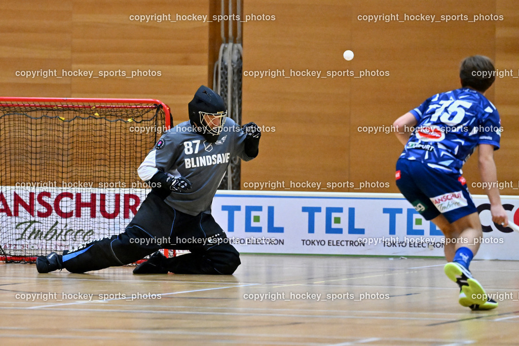 VSV Unihockey vs. SZPK Floorball | #87 Timmo Taurer VSV Unihockey, VSV Unihockey vs. SZPK Floorball, VSV Unihockey vs. SZPK Floorball am 23.11.2024 in Villach (Ballspielhalle St. Martin), Austria, (Photo by Bernd Stefan)