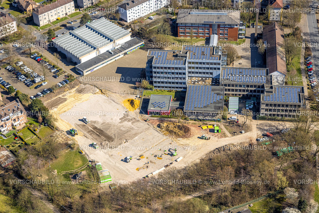 Herne250301936 | Luftbild, Mont-Cenis-Gesamtschule mit Solardach, Baustelle, Sodingen, Herne, Ruhrgebiet, Nordrhein-Westfalen, Deutschland