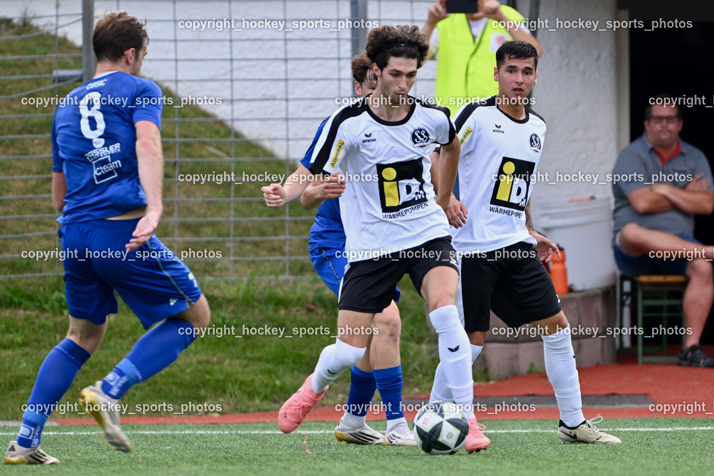 SV Spittal vs. UNION Matrei | #8 Benjamin Cosic UNION Matrei, #22 Mersad Ramic SV Spittal, #23 Santino Luca Nicastro Mirabella SV Spittal, SV Spittal vs. UNION Matrei, SV Spittal vs. UNION Matrei am 17.08.2025 in Spittal an der Drau (Goldeck Stadion), Austria, (Photo by Bernd Stefan)
