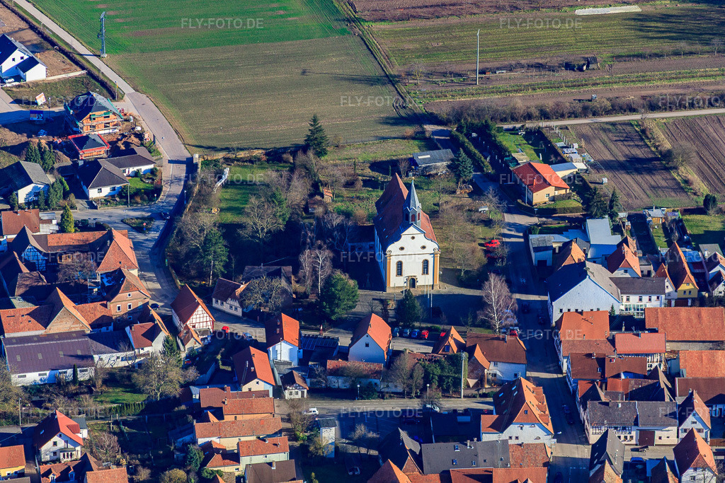 Luftbild: St. Bartholomäus in Zeiskam im Bundesland Rheinland-Pfalz in Deutschland. Foto: IMG_36984.jpg vom 16.01.2011 durch Werner Riehm/FLY-FOTO.de