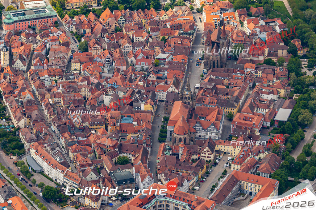 Aktuelles Luftbild von altstadt ansbach - Die Luftaufnahme wurde 2020 mittels UL-Flugzeug erstellt ( keine Drohne ) - hochauflösende Kamera-Systeme von  Canon -Beste Qualität - Für grossformatige Ausdrucke geeignet. Die Geschenkidee !