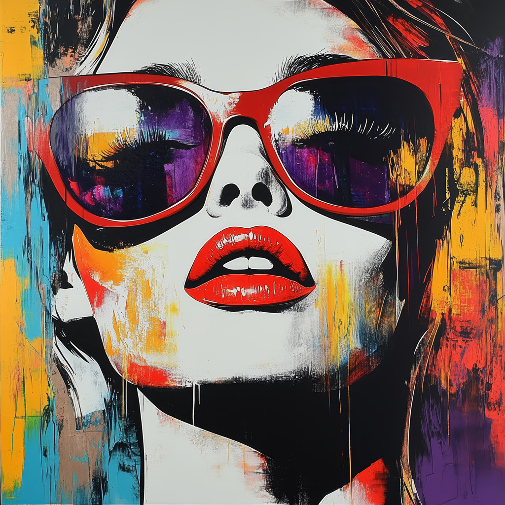 2501029 - Frau mit roter Sonnenbrille | Modernes Pop Art Motiv als Wandbild oder Poster in vielen Ausführungen und Größen