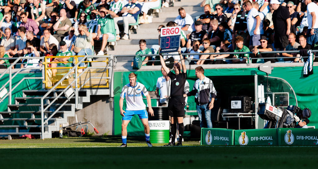 DFB-Pokal 2025/2026, 1. Runde: SC Preußen Münster - Hertha BSC Berlin | Münster, 18.08.2025: DFB-Pokal 2025/2026, 1. Runde, SC Preußen Münster gegen Hertha BSC Berlin im LVM-Preußenstadion in Münster.(Foto: sportfotografie.ms | Markus Paletta) - Realisiert mit Pictrs.com