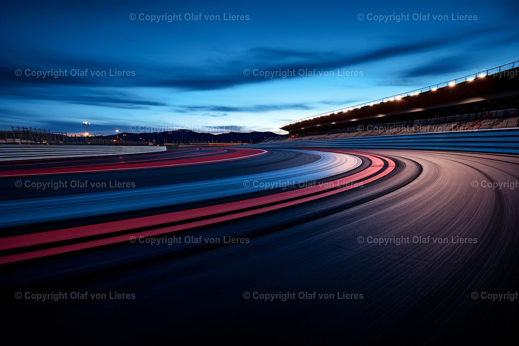 Rennstrecke gezeichnet | gezeichnete Rennstrecke blaue Stunde