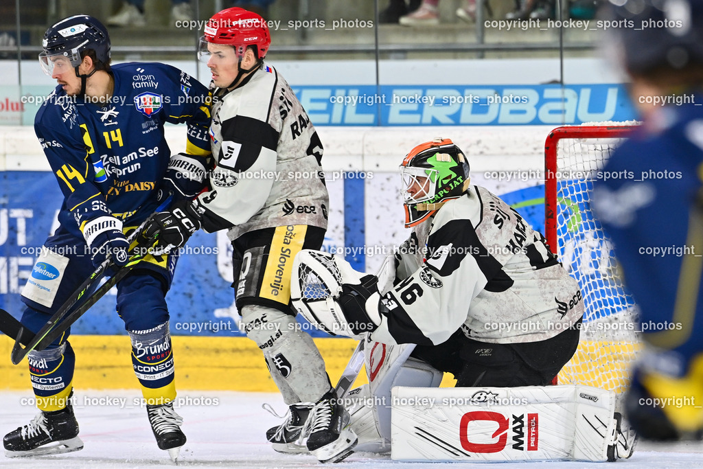 EK Zeller Eisbären vs. HDD Jesenice 1.10.2022 | #14 Neubauer Henrik, #9 Rajsar Patrik, #46 Karjalainen Antti