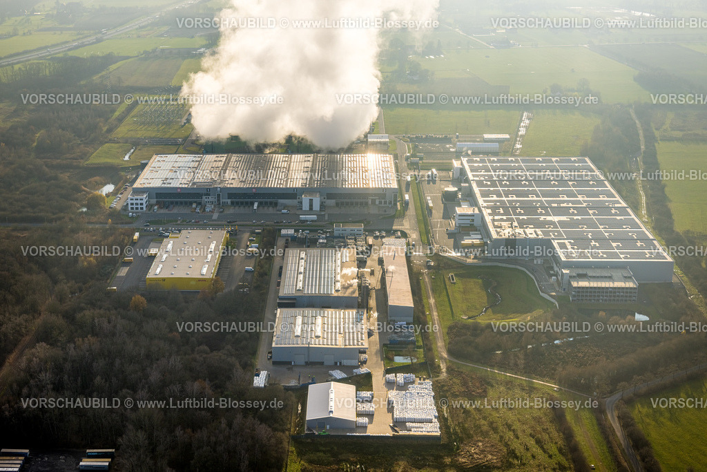 Hamm241200549 | Luftbild, Trianel Gaskraftwerk Hamm GmbH mit Rauchwolken, Uentrop, Hamm, Ruhrgebiet, Nordrhein-Westfalen, Deutschland