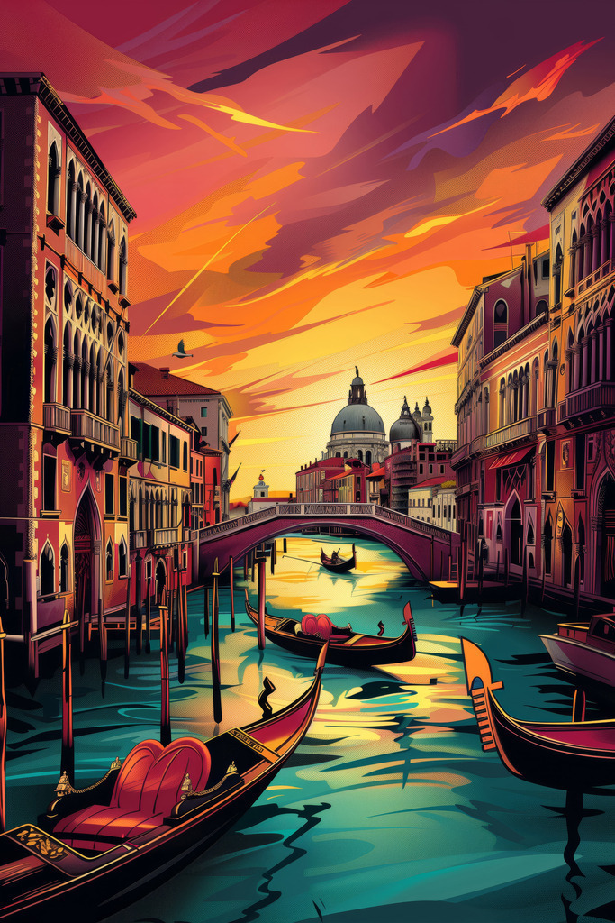 2407042 - Venedig Illustration | Venedig Illustration hochwertiger Kunstdruck. Für Preise, Größen- und Materialauswahl klicken Sie bitte auf "Bestellen.