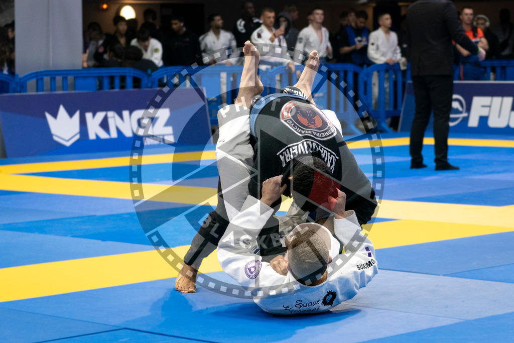 20240121PBB6509 | Fighters compete during the second day of the IBJJF European Championship in Paris, France, on January 21, 2024.