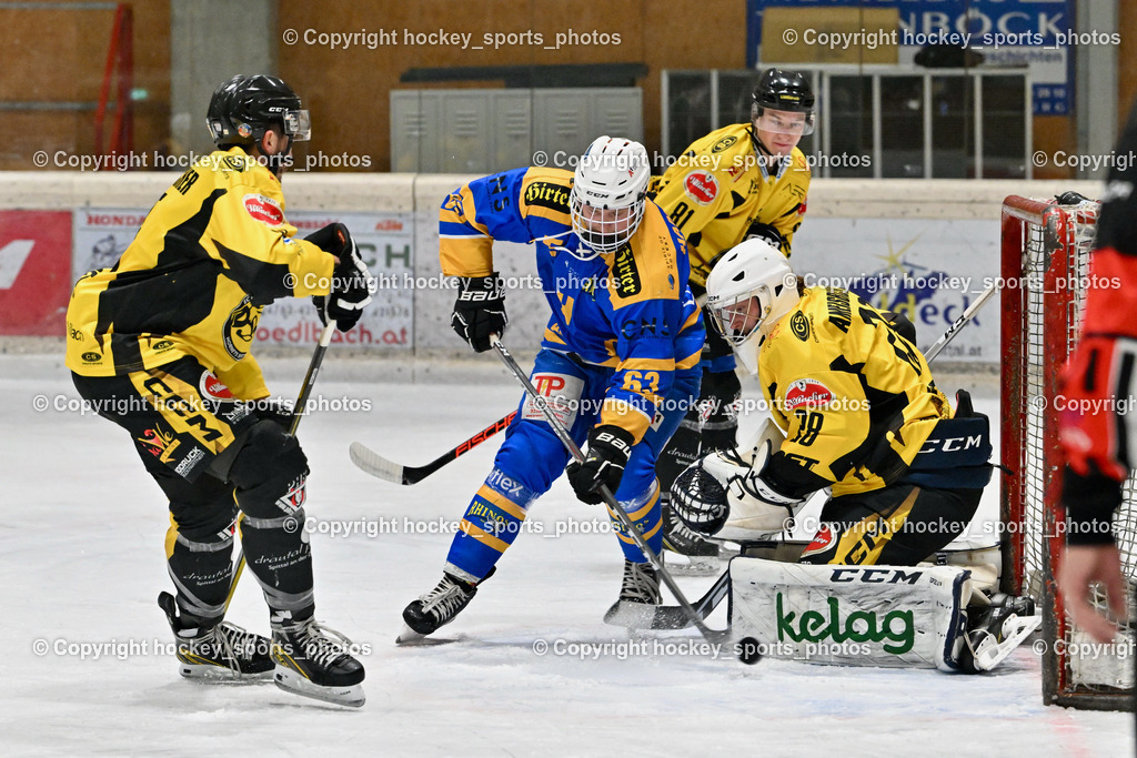 EC Spittal Hornets vs. EHC Althofen 6.1.2024 | #81 Sivec Peter Paul, #63 Hammerle Simon, #28 Ameisbichler Lukas, Tor EHC Althofen