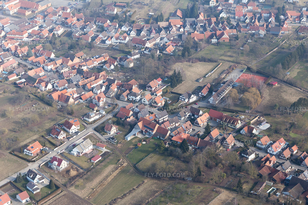 Aerial view: View of the town in Seebach in the state Bas-Rhin, France.Photo: IMG_096904.jpg taken on 02/19/2017 by Werner Riehm/FLY-FOTO.comResolution of the original: 5472 x 3648 px