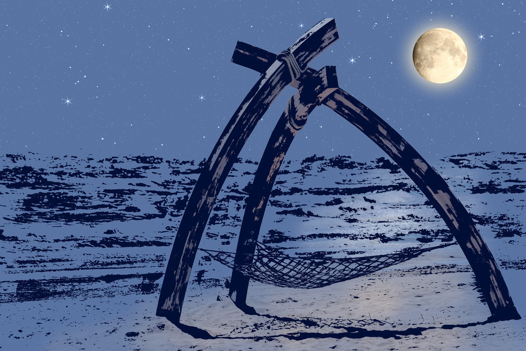 Photoart Moonlight: Mondschein am Netzausleger in Damp | Dieses Wandbild im Querformat zeigt die künstlerische Interpretation des Netzausleger am Strand in Damp im Mondschein. Auf dem Meer zeigen sich zahlreiche Wellen. Unter dem Netzausleger ist auf dem Sand ein Schatten zu sehen. Die reduzierten Farben des Bilds schaffen eine wohnliche Atmosphäre in Ihren Räumen. Somit erhalten Sie ein exklusives Kunstwerk aus der Ostseeregion. Dieses Bild ein Teil der Photoartserie Moonlight in der weitere maritime Orte im Mondlicht gezeigt werden.   - Realisiert mit Pictrs.com