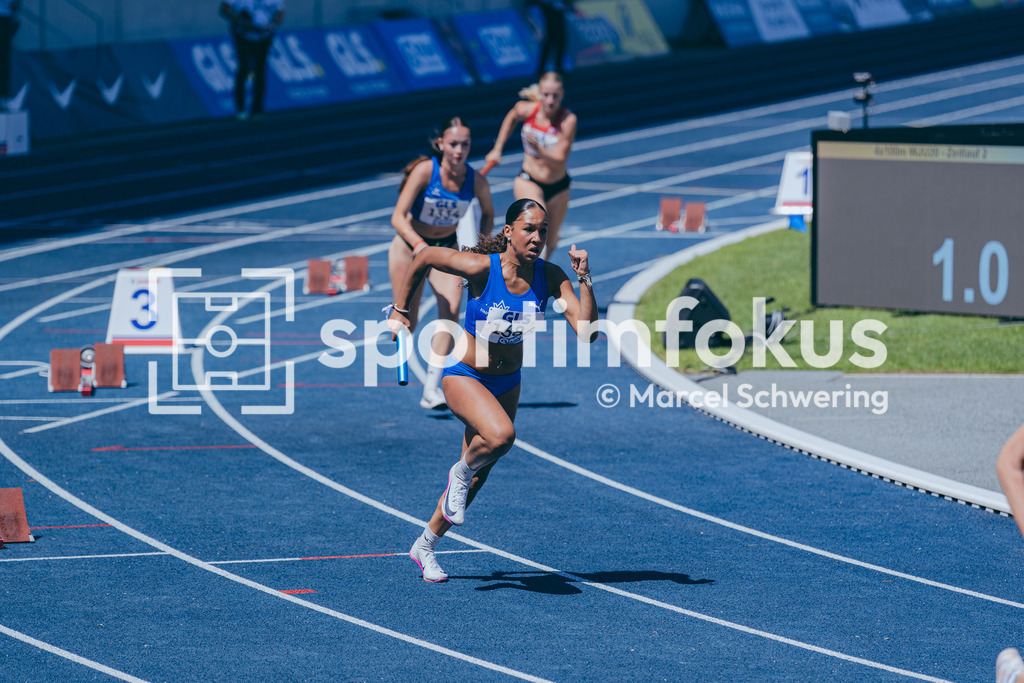 Deutsche Meisterschaften U20 / U16 2026 | Samary Davies, TV Wattenscheid 01, 1686, 4x100-Meter-Staffel, Deutsche Meisterschaften der U20 &amp; U16 2026, Lohrheidestadion Bochum-Wattenscheid, 10.07.2026. Foto: Marcel Schwering / sportimfokus - Realisiert mit Pictrs.com