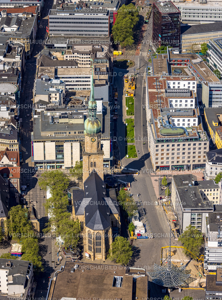 Dortmund230504233 | Luftbild, Baustelle Kampstraße, BaseCamp Studentenwohnheim, St. Reinoldikirche, City, Dortmund, Ruhrgebiet, Nordrhein-Westfalen, Deutschland