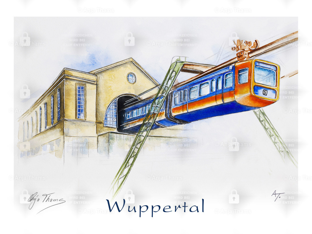 Schwebebahnhof Döppersberg | Dieses Motiv stellt den immer noch beliebten GTW 72, der von 1972 bis etwa 2015 im Einsatz war, bei der Ausfahrt aus der Station Döppersberg vor. - Realisiert mit Pictrs.com