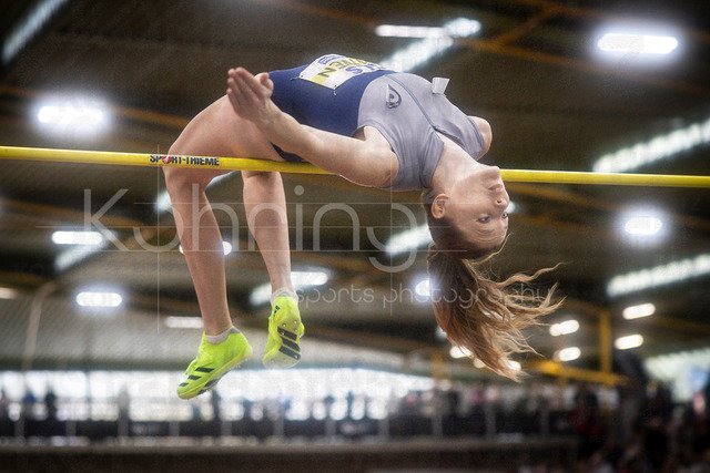 Deutsche Leichtathletik-Hallenmeisterschaften; Dortmund, 28.02.2026 | Deutsche Hallen-Meisterin im Hochsprung: Imke Onnen (Cologne Athletics, 332) ; Deutsche Leichtathletik-Hallenmeisterschaften am 28.02.2026 in der Helmut-Körnig-Halle in Dortmund. 