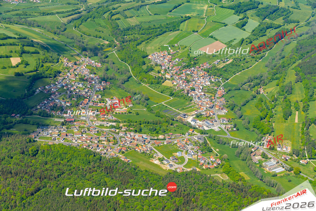 Die Luftaufnahme Premich - Burkardroth wurde 2022 vom Flugzeug aus (keine Drohne) erstellt. Hohe Auflösung -für große Poster und Wandbilder geeignet - Garantiert!