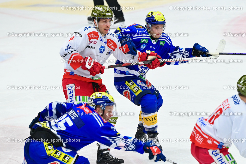 EC VSV vs. HC Bozen 16.2.2024 | #88 Alberga Domenico, #42 LANZINGER Benjamin,  EC VSV vs. HC Bozen 16.2.2024, EC VSV vs. HC Bozen 16.2.2024 am 16.02.2024 in Villach (Stadthalle Villach), Austria, (Photo by Bernd Stefan)