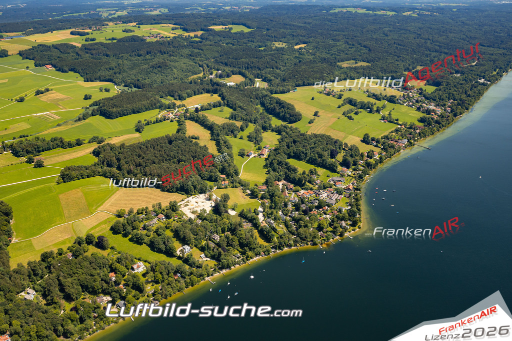 Das Luftbild zeigt : Ambach Münsing - Die Luftaufnahme wurde 2024 vom UL-Flugzeug aus erstellt ( keine Drohne ) - Hochauflösende Luftaufnahme - Für grossformatige Ausdrucke geeignet. Die Geschenkidee !Mit Lizenz und Bildrechte bestellbar