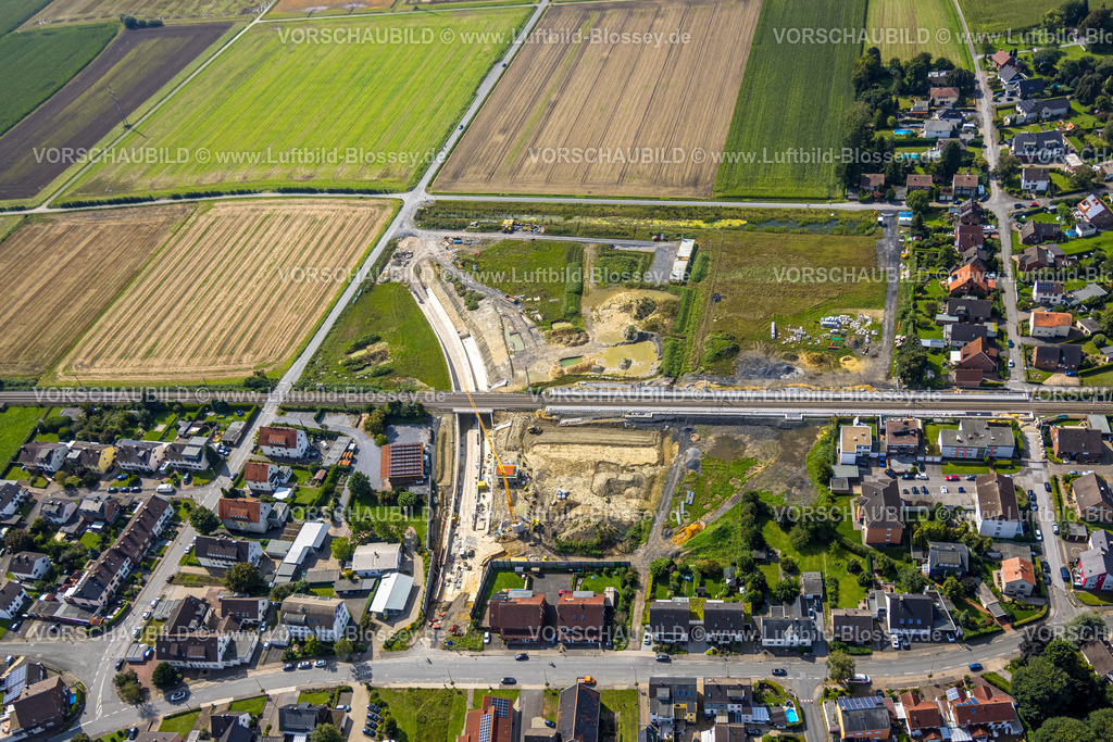 Hamm230900670 | Luftbild, Geplanter Haltepunkt in Westtünnen, Baustelle am Südfeldweg und Von-Thünen-Straße für den künftigen Bahnhaltepunkt, Stadtbezirk Rhynern, Hamm, Ruhrgebiet, Nordrhein-Westfalen, Deutschland
