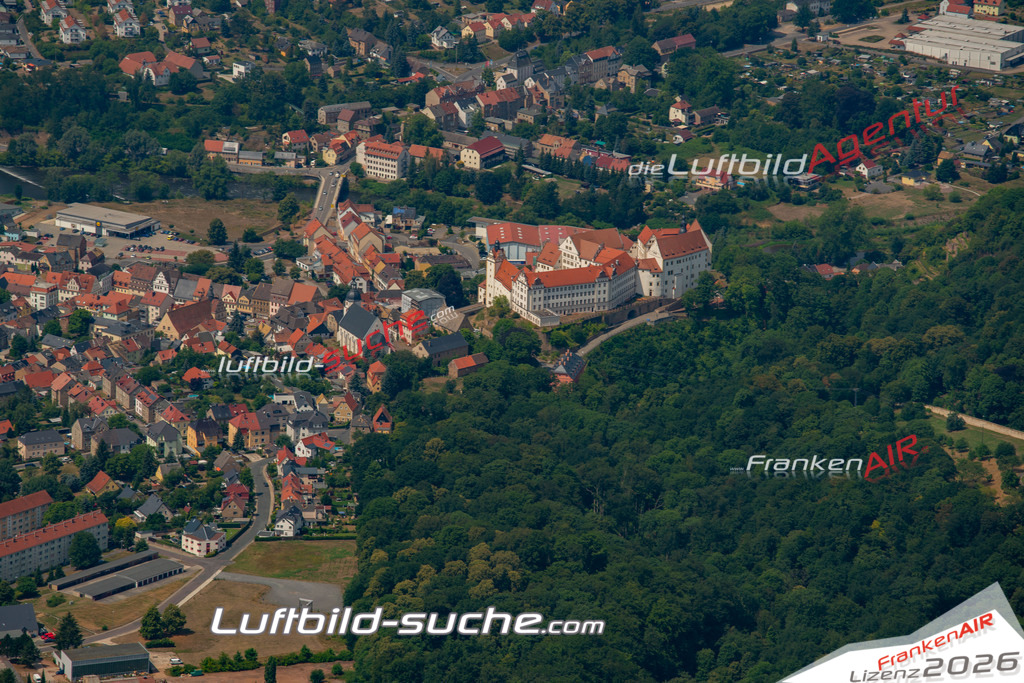 Das Luftbild der Stadt Colditz wurde 2018 vom Flugzeug heraus erstellt (keine Drohne) Aufnahmehöhe ca.400 Meter- hohe Auflösung für beste Druck-Qualität