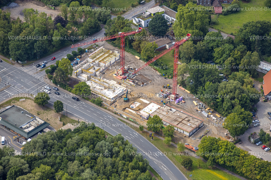 Hamm250701122Rhynern | Luftbild, Straßenkreuzung Werler Straße Bundesstraße B63 und Ostdorfstraße, ehemaliges Gartencenter-Kley an der Ostdorfstraße und Baustelle für geplante Autobahn GmbH, Stadtbezirk Rhynern, Hamm, Ruhrgebiet, Nordrhein-Westfalen, Deutschland