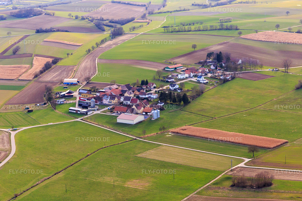 Luftbild: Ortsansicht von Nordosten im Ortsteil Deutschhof in Kapellen-Drusweiler im Bundesland Rheinland-Pfalz in Deutschland.Foto: IMG_126139.jpg vom 20.03.2021 durch Werner Riehm/FLY-FOTO.deAuflösung des Originals: 5472 x 3648 px