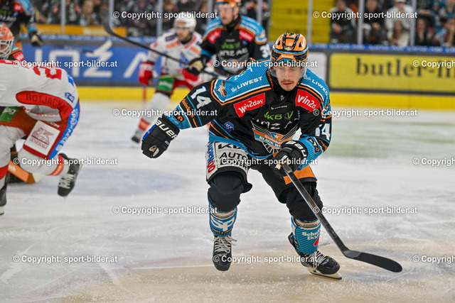 AUT, ICE, Black Wings Linz vs KAC | 24.09.2024, Eishalle Linz, AUT, ICE Eishockey Liga, Black Wings Linz vs KAC, im Bild Henrik Neubauer of Steinbach Black Wings Linz// ICE bet-at-home Hockey League Match between Black Wings Linz and KAC in Linz, Austria on 2024/09/24