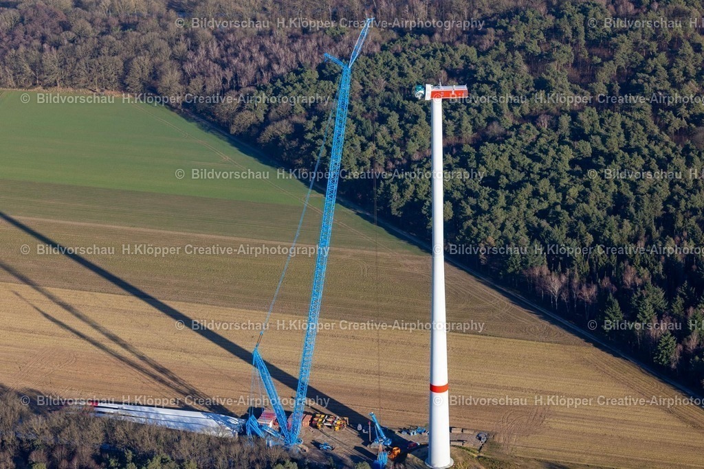 Luftbild Schwalmtal-8476 | Luftbildfotografie Baustelle zur Windrad- Turm Montage in Schwalmtal im Bundesland Nordrhein-Westfalen, Deutschland - Realisiert mit Pictrs.com