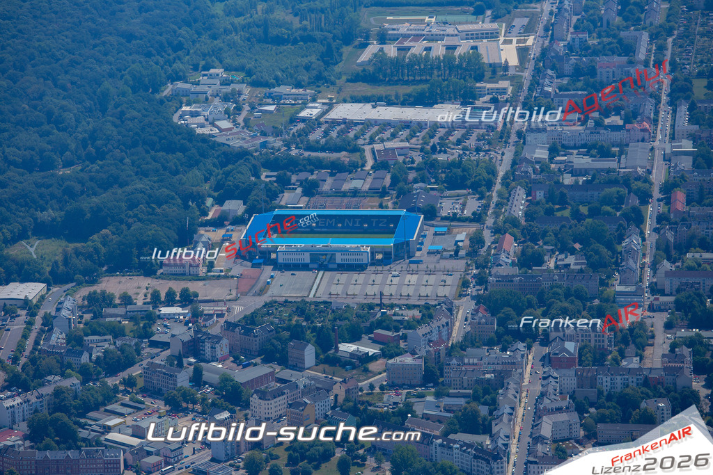 aktuelles Luftbild von Sonneberg Chemnitz - Luftaufnahme wurde 2018 von https://frankenair.de mittels Flugzeug (keine Drohne) erstellt.