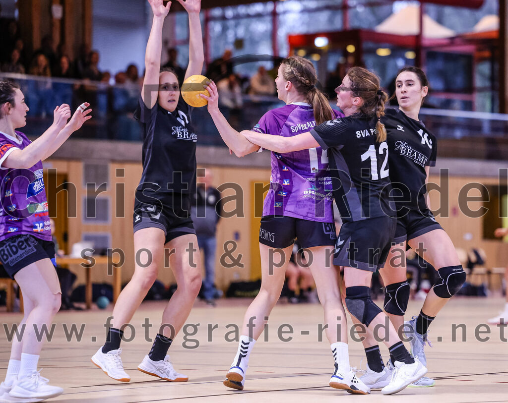 2024-12-14_126_SpVgg_Altenerding_gegen_SVA_Palzing | Erding, Deutschland, 14.12.2024:Handball, Bezirksoberliga Frauen Altbayern 2024 / 2024, 9. Spieltag, SpVgg Altenerding gegen SVA Palzing, Endergebnis: 20:30Katharina Künstner (SpVgg Altenerding, #23), Sophie Lößl (SpVgg Altenerding, #14), Sandra Redl (SVA Palzing, #12), Veronika Wöhrl (SVA Palzing, #10)Foto: Christian Riedel / fotografie-riedel.net