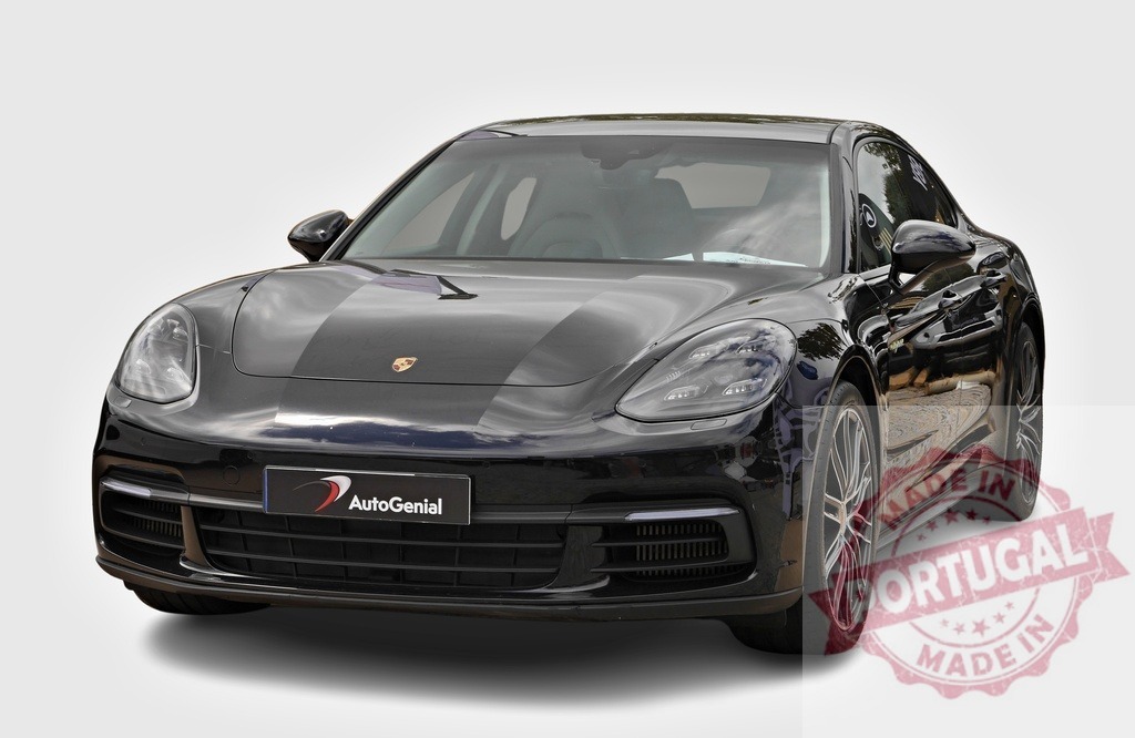 Porsche Panamera posing on a white background | Luxury Porsche Panamera with black painting posing on a white background - Realized with Pictrs.com