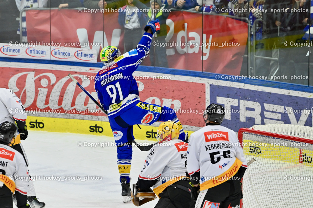 EC IDM Wärmepumpen VSV vs. Pioneers Vorarlberg | Jubel #91 Nick Hutchison EC VSV, #31 David Madlener Pioneers Vorarlberg,  #56 Michael Kernberger Pioneers Vorarlberg, EC IDM Wärmepumpen VSV vs. Pioneers Vorarlberg, EC IDM Wärmepumpen VSV vs. Pioneers Vorarlberg am 22.02.2026 in Villach (Stadthalle Villach), Austria, (Photo by Bernd Stefan)