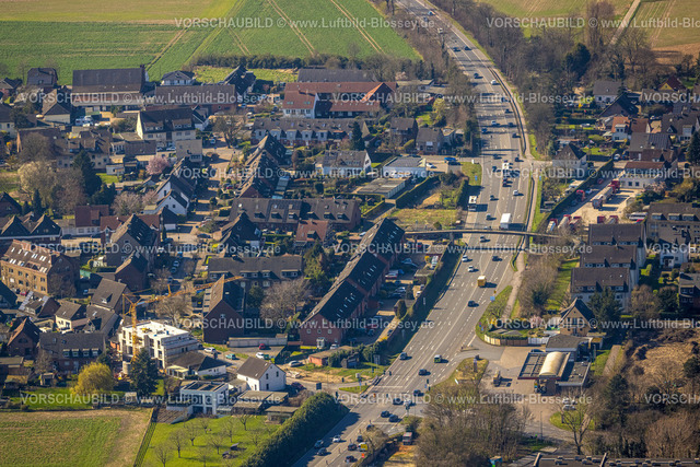 Duisburg240303150 | Luftbild, Krefelder Straße im Wohngebiet Ortsansicht Ortsteil Mündelheim, Duisburg, Ruhrgebiet, Nordrhein-Westfalen, Deutschland, Duisburg-S