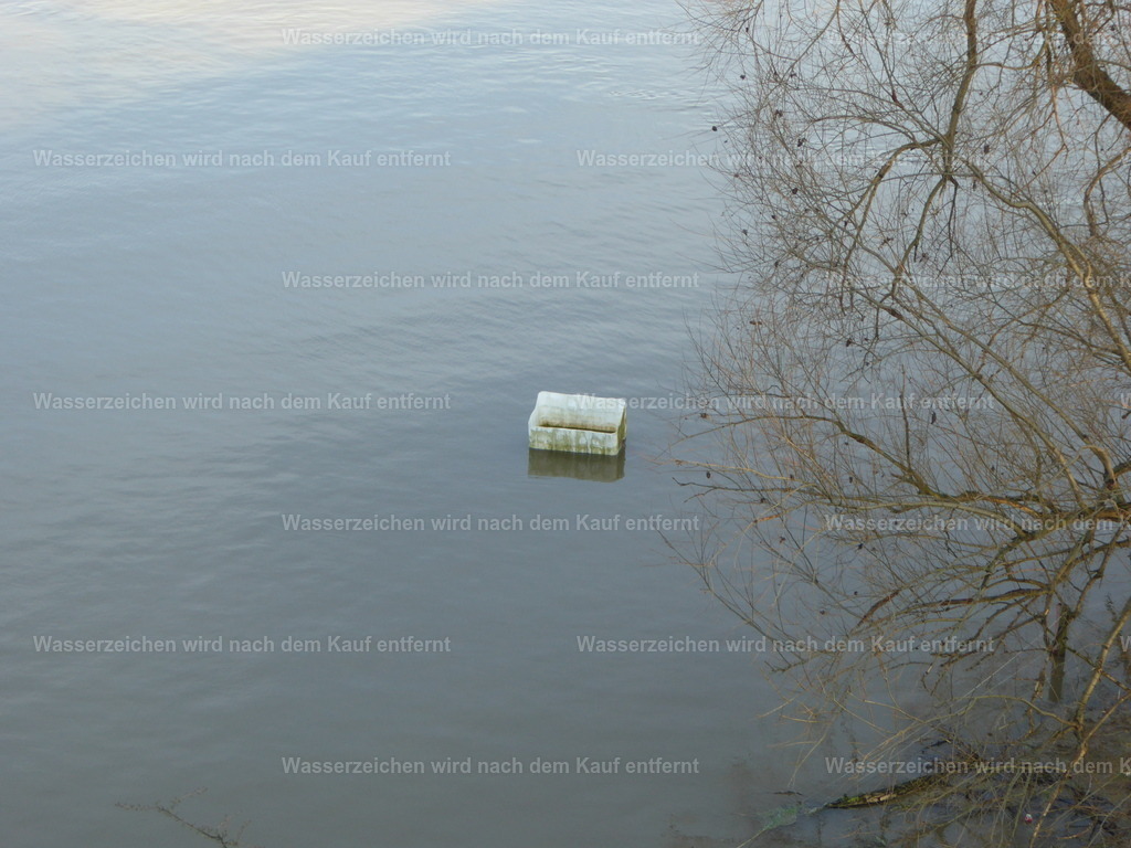 Angeschwemmte Kiste | Das Hochwasser Februar 2016 am Rhein bei Duisburg , zeigt sich in seiner vollen Breite. - Realisiert mit Pictrs.com