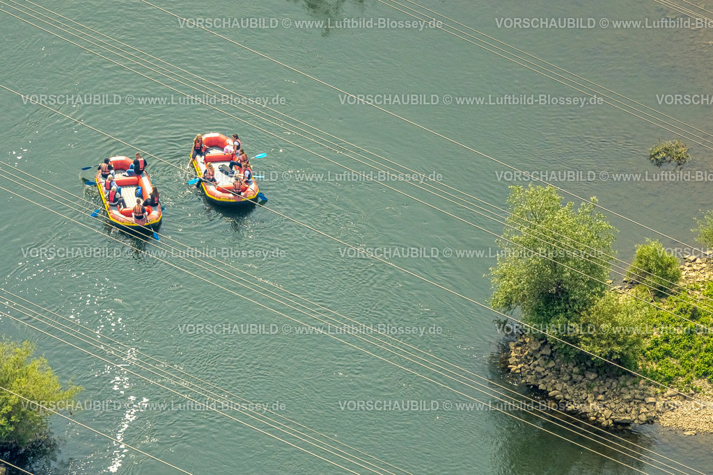 Hattingen250517071 | Luftbild, Schlauchboot und Ruderer auf dem Fluss Ruhr mit Buhnen, Ruhr-Piraten.com, Hattingen, Ruhrgebiet, Nordrhein-Westfalen, Deutschland