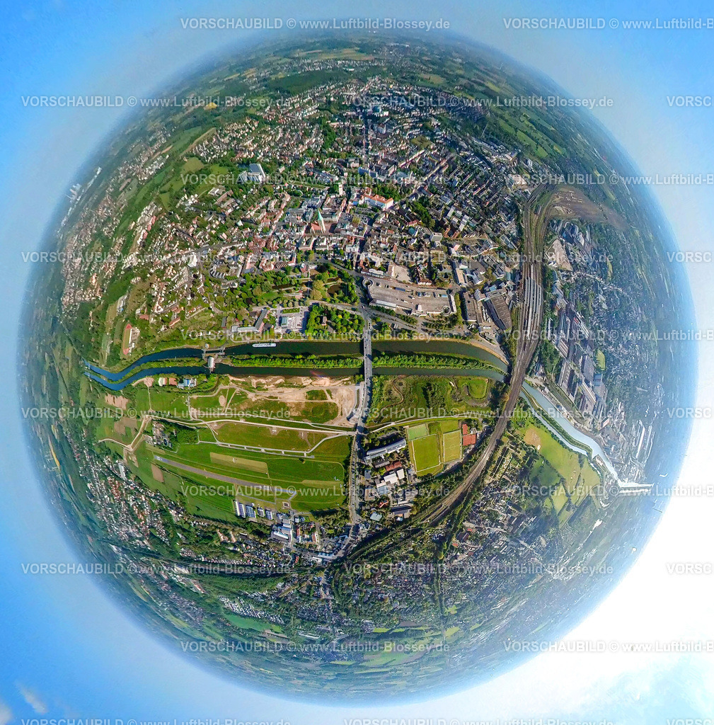 Hamm230520007LippekanteLippestrandFlugplatz-2 | Luftbild, Lippestrand Erlebensraum Baustelle, Flugplatz Lippewiesen, City, Erdkugel, Fisheye Aufnahme, Fischaugen Aufnahme, 360 Grad Aufnahme, Mitte, Hamm, Ruhrgebiet, Nordrhein-Westfalen, Deutschland