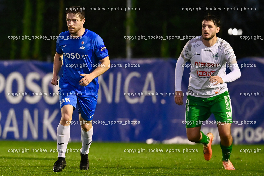 SAK vs. SV Donau  | #14 Nace Erzen SAK, #20 Nikolaus Johannes Ziehaus SV Donau, SAK vs. SV Donau , SAK vs. SV Donau  am 27.09.2024 in Klagenfurt (Sportpark Welzenegg), Austria, (Photo by Bernd Stefan)