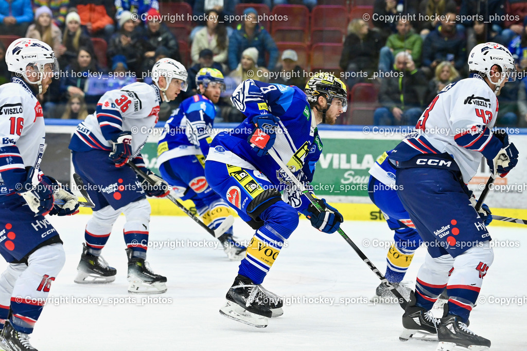 EC IDM WÄRMEPUMPEN VSV vs. HYDRO FEHERVAR AV 19 | #16 Hari Janos HYDRO FEHERVAR, #36 Erdely Csanad HYDRO FEHERVAR, #8 Rebernig Maximilian EC VSV, #43 Gaunce Cameron HYDRO FEHERVAR, EC IDM WÄRMEPUMPEN VSV vs. HYDRO FEHERVAR AV 19, EC IDM WÄRMEPUMPEN VSV vs. HYDRO FEHERVAR AV 19 am 20.11.2024 in Villach (Stadthalle Villach), Austria, (Photo by Bernd Stefan)