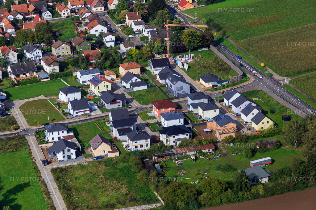 Luftbild: Neubaugebiet im Holderbusch aus Osten in Minfeld im Bundesland Rheinland-Pfalz in Deutschland. Foto: IMG_072504.jpg vom 19.09.2014 durch Werner Riehm/FLY-FOTO.de