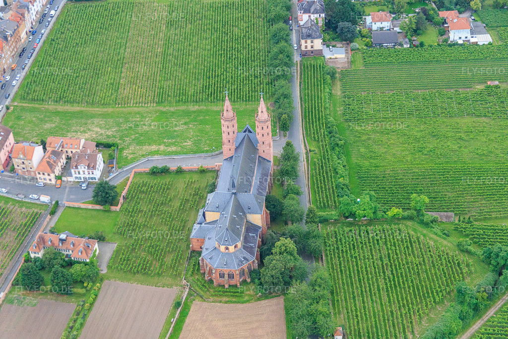 Luftbild: Liebfrauenkirche zwischen Weinrebfeldern in Worms im Bundesland Rheinland-Pfalz in Deutschland. Foto: IMG_091105.jpg vom 04.07.2016 durch Werner Riehm/FLY-FOTO.deBISTUMMAINZ.DE