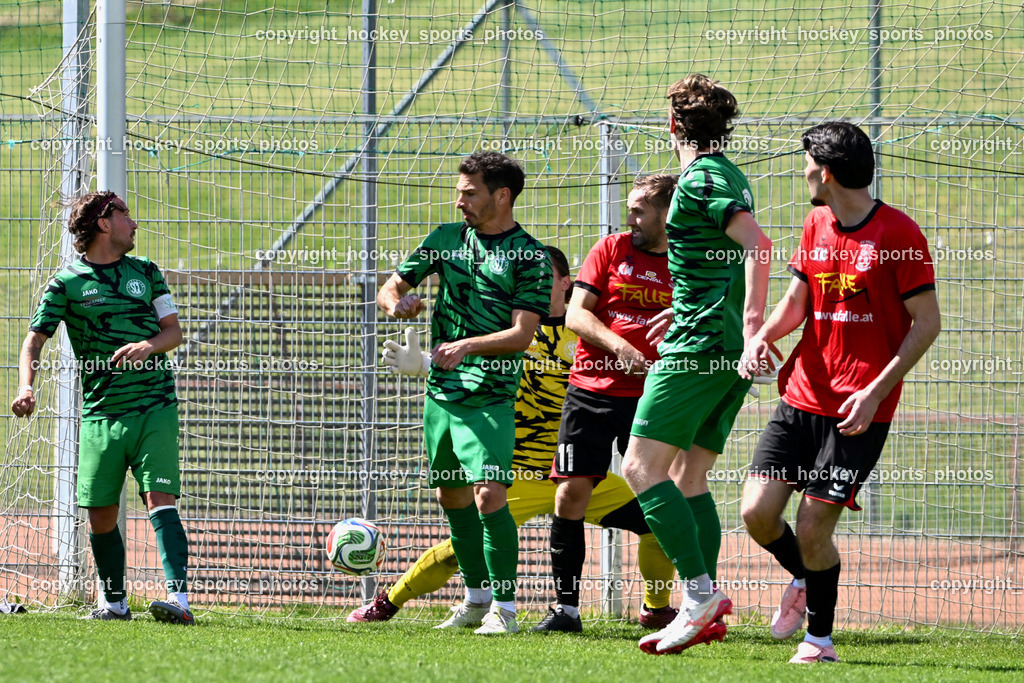 SC Landskron vs. SV Falle Maria Gail | #14 Daniel Arneitz SC Landskron, #2 David Gräfischer SC Landskron, #1 Aric Leon Haimburger SC Landskron, #11 Philipp Stotz SV Maria Gail, #5 Daris Omanovic SV Maria Gail, Tor SV Maria Gail, SC Landskron vs. SV Falle Maria Gail, SC Landskron vs. SV Falle Maria Gail am 17.05.2026 in Villach (Sportanlage Landskron), Austria, (Photo by Bernd Stefan)
